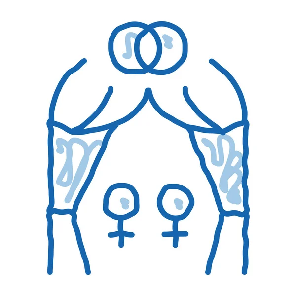 Иконка лесбийских браков нарисованная вручную — стоковый вектор