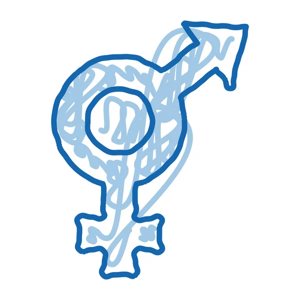 Bisexuell Zeichen Doodle-Symbol handgezeichnete Illustration — Stockvektor
