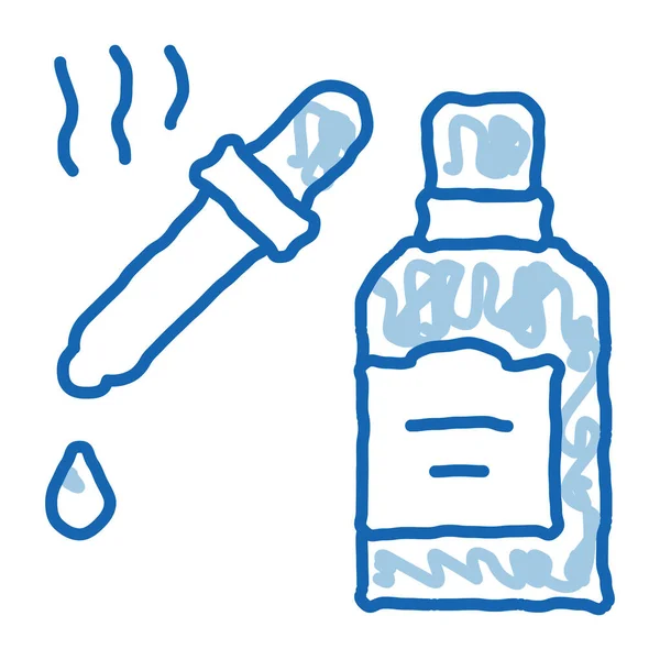 Aromás olaj pipetta firka ikon kézzel rajzolt illusztráció — Stock Vector