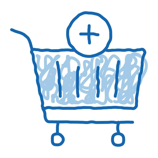 Webshop carrinho cesta doodle ícone mão desenhada ilustração — Vetor de Stock