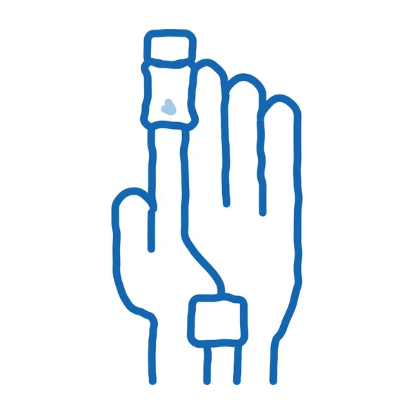Pulzusmérő eszköz a beteg ujj firka ikon kézzel rajzolt illusztráció — Stock Vector