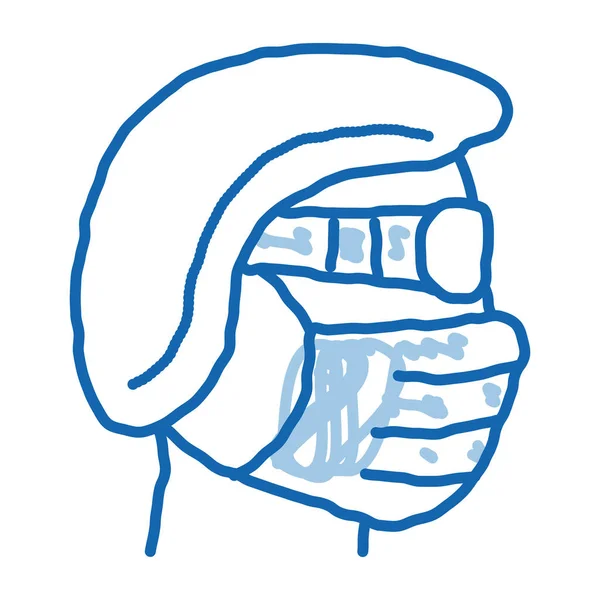 Sebész visel védő sapka szemüveg firka ikon kézzel rajzolt illusztráció — Stock Vector