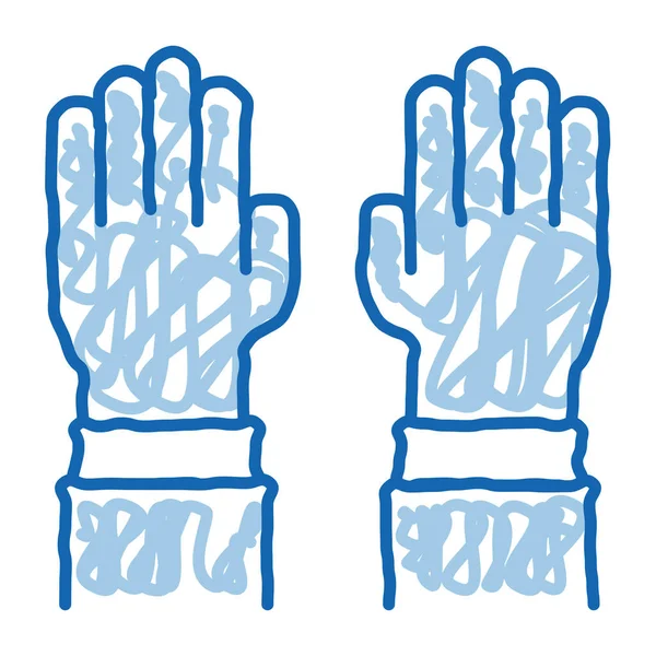 Chirurgické rukavice čmáranice ikona ručně kreslené ilustrace — Stockový vektor
