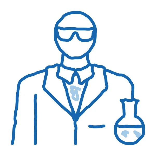 Chemist profession doodle icon hand drawn illustration — Stock Vector