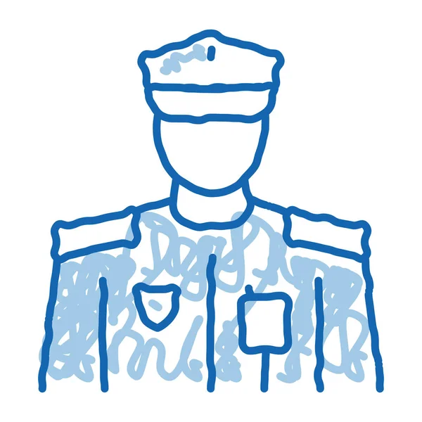 Rendőr szakma firka ikon kézzel rajzolt illusztráció — Stock Vector