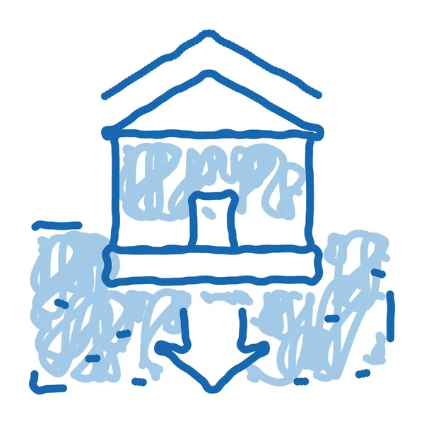 Casa fundación hundimientos garabato icono dibujado a mano ilustración — Vector de stock