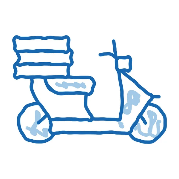 Comida entrega motocicleta garabato icono dibujado a mano ilustración — Vector de stock