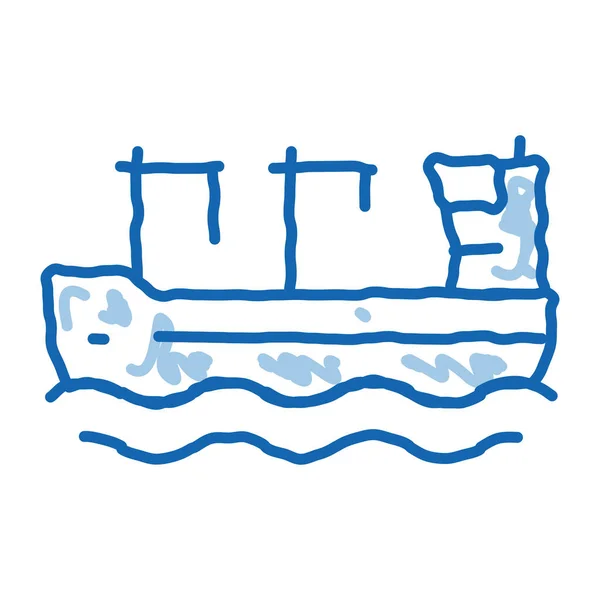 Guindaste no barco doodle ícone mão desenhada ilustração — Vetor de Stock