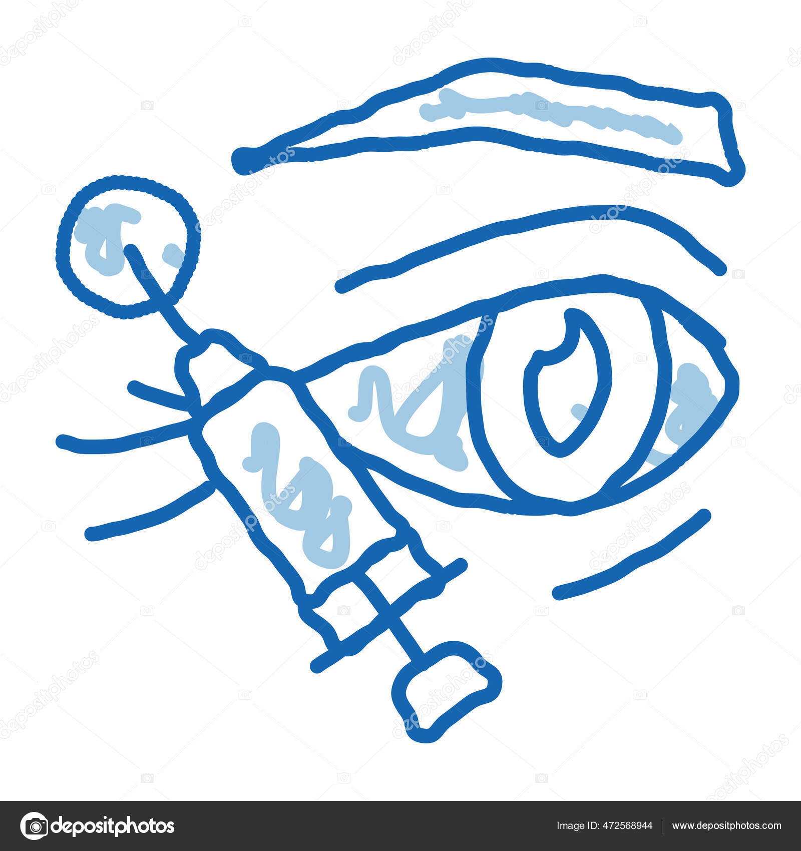 Eyelid surgery local anesthesia doodle icon hand drawn illustration