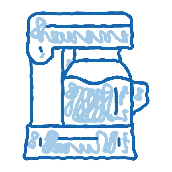 Coffee machine doodle icon hand drawn illustration — Stock Vector
