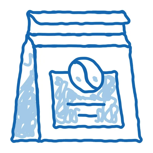 Kaffee-Paket-Doodle-Ikone handgezeichnete Illustration — Stockvektor