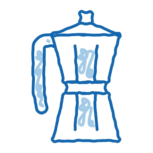 Pote para ferver café doodle ícone mão ilustração desenhada —  Vetores de Stock