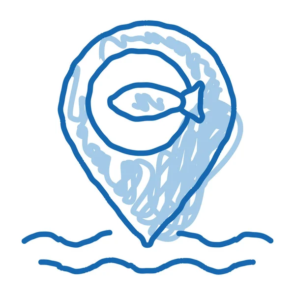 海鱼位置涂鸦图标手绘插图 — 图库矢量图片