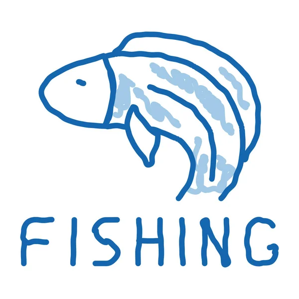 Rybaření podnikání čmáranice ikona ručně kreslené ilustrace — Stockový vektor