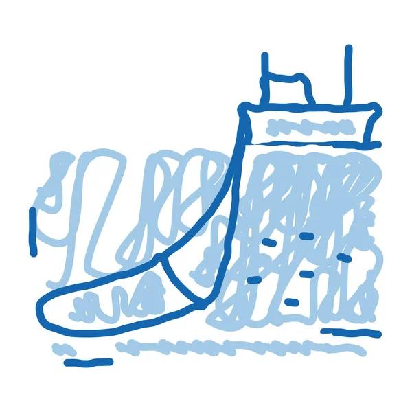 Fischereiindustrie Doodle Ikone handgezeichnete Illustration — Stockvektor