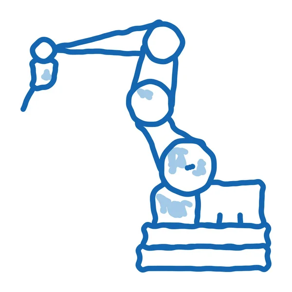 Fabricación brazo robótico garabato icono dibujado a mano ilustración — Vector de stock