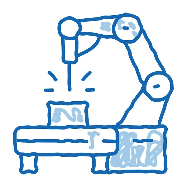 Fabricación ingeniería máquina doodle icono dibujado a mano ilustración — Vector de stock