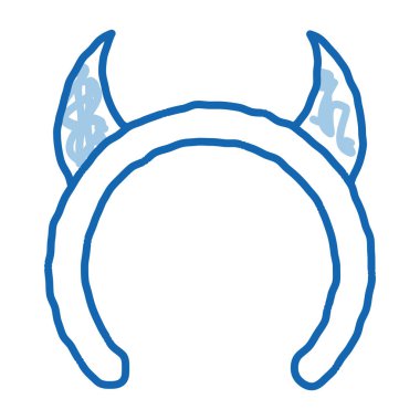 Cadılar bayramı boynuzları karalama ikonu elle çizilmiş illüstrasyon