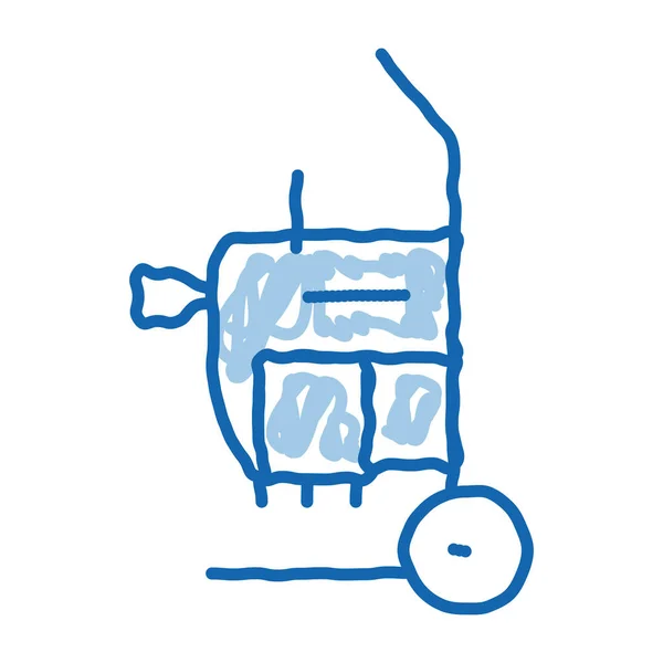 Drenaje de la máquina de limpieza en el icono de garabato carro dibujado a mano ilustración — Vector de stock