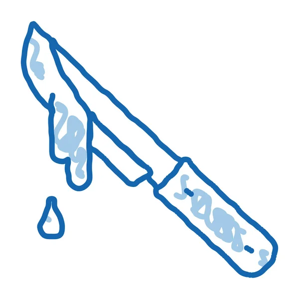 Cuchillo de sangre de halloween garabato icono ilustración dibujada a mano — Vector de stock