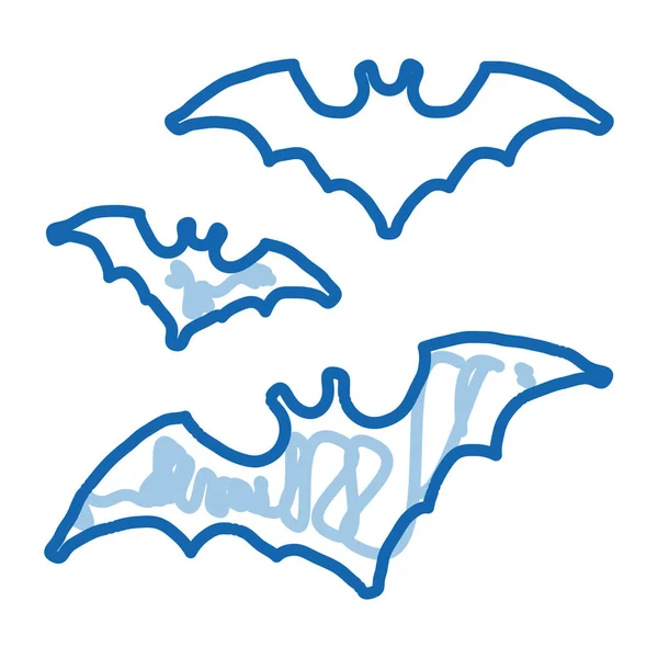 Halloween bat klotter ikon handritad illustration — Stock vektor