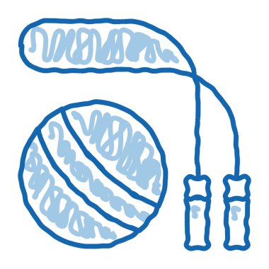 İp atlama ve top karalama simgesi el çizimi resimleme
