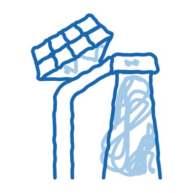 akıllı şehir güneş pili karalama simgesi elle çizilmiş illüstrasyon