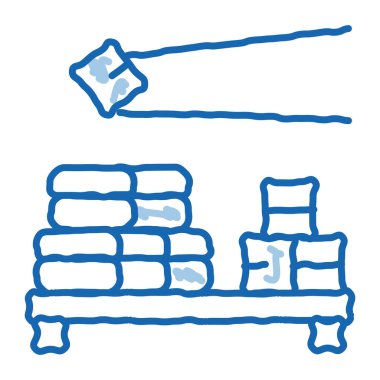 Suşi böreği karalama simgesi yerken elle çizilmiş illüstrasyon