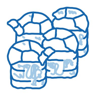 Karides karalamalı suşi rulosu elle çizilmiş illüstrasyon