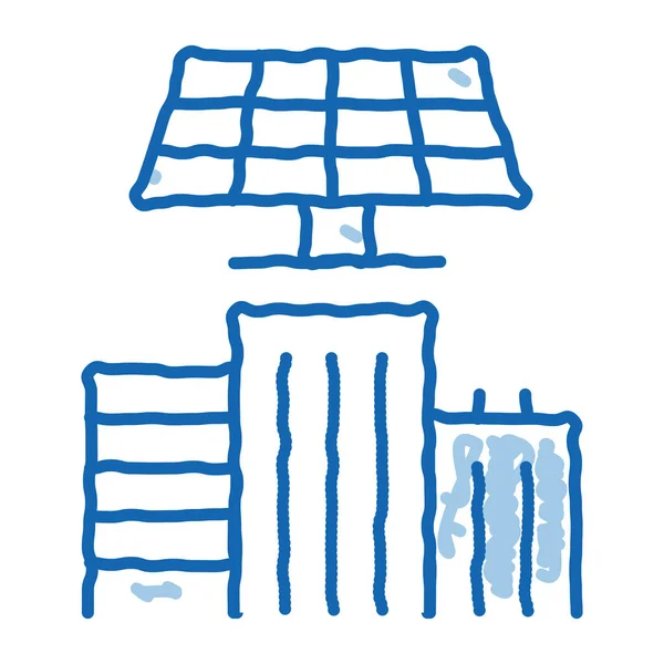 Slimme stad zonne-energie doodle pictogram hand getekend illustratie — Stockvector