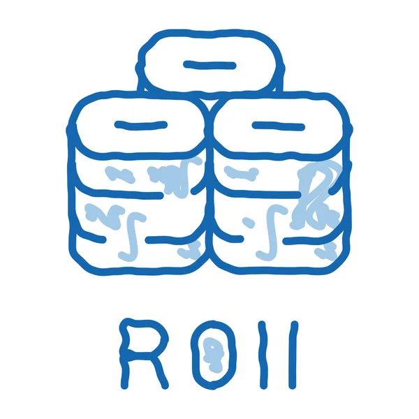 Sushi roll prato doodle ícone mão desenhada ilustração — Vetor de Stock