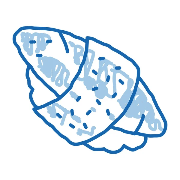 Sushi roll arroz peixe carne doodle ícone mão ilustração desenhada — Vetor de Stock
