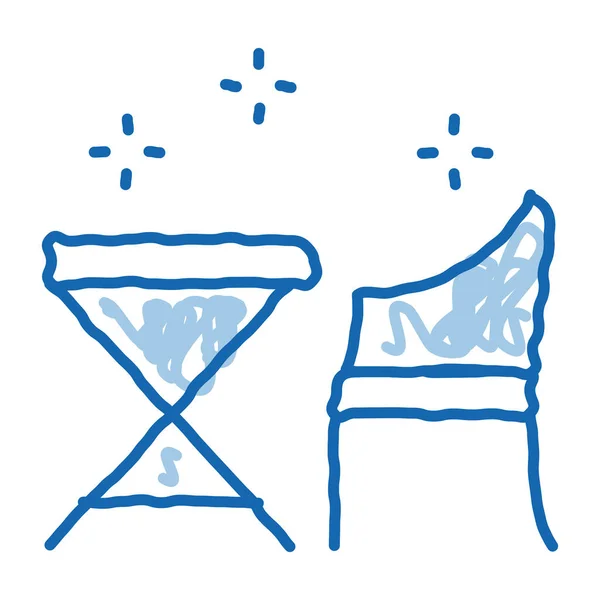 Τραπέζι και καρέκλα εικονίδιο ζωγραφισμένα στο χέρι εικονογράφηση — Διανυσματικό Αρχείο