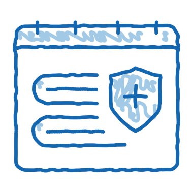 sigorta geçerlilik takvimi karalama simgesi el çizimi illüstrasyonu