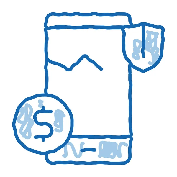 Rozbity telefon ubezpieczenie doodle ikona ręcznie rysowane ilustracja — Wektor stockowy