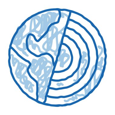 Gezegen altı karalama simgesi el çizimi illüstrasyon