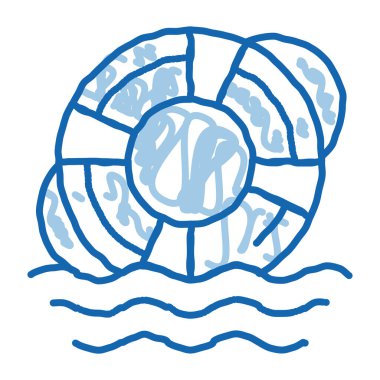 Cankurtaran şamandırası kurtarma aracı karalama simgesi elle çizilmiş illüstrasyon