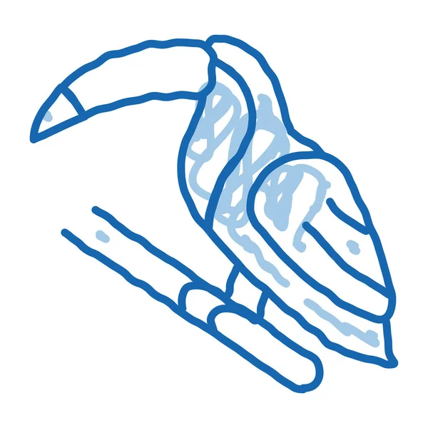 손으로 그린 toucan bird doodle icon 그림 — 스톡 벡터