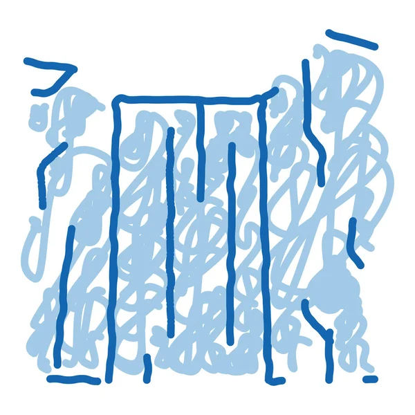 Cascada de agua cayendo de la montaña garabato icono dibujado a mano ilustración — Vector de stock