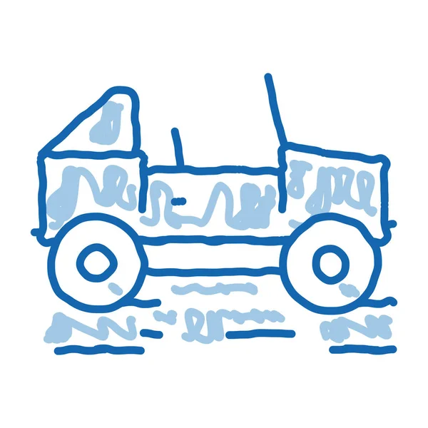 Voiture jeep doodle icône illustration dessinée à la main — Image vectorielle