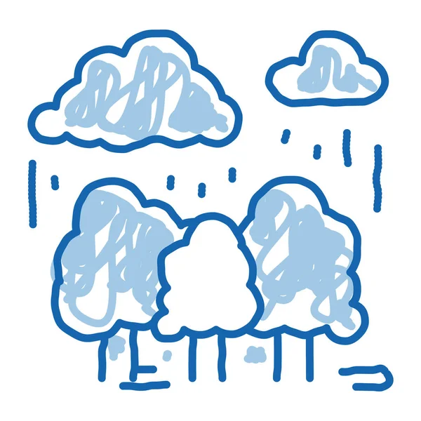 Tropischer Regen Doodle Ikone handgezeichnete Illustration — Stockvektor