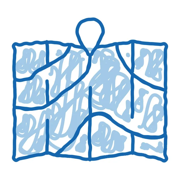 Mappa posizione doodle icona disegnato a mano illustrazione — Vettoriale Stock
