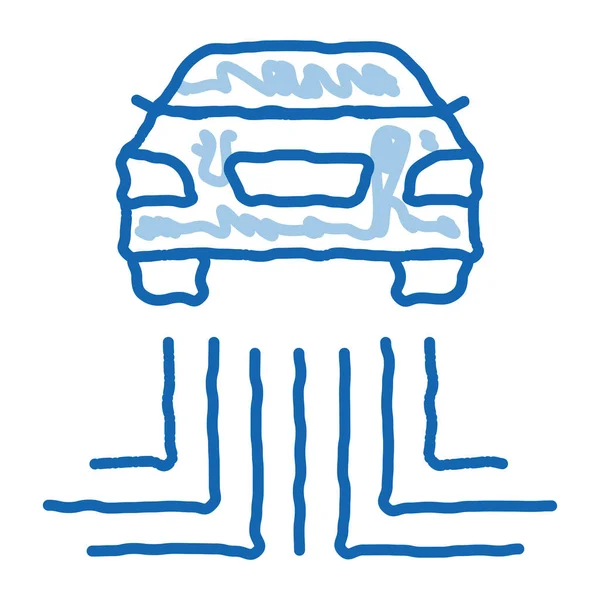 Coche tecnología electrónica doodle icono dibujado a mano ilustración — Vector de stock