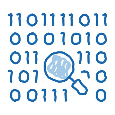 araştırma ikili kodu karalama simgesi el çizimi illüstrasyonu