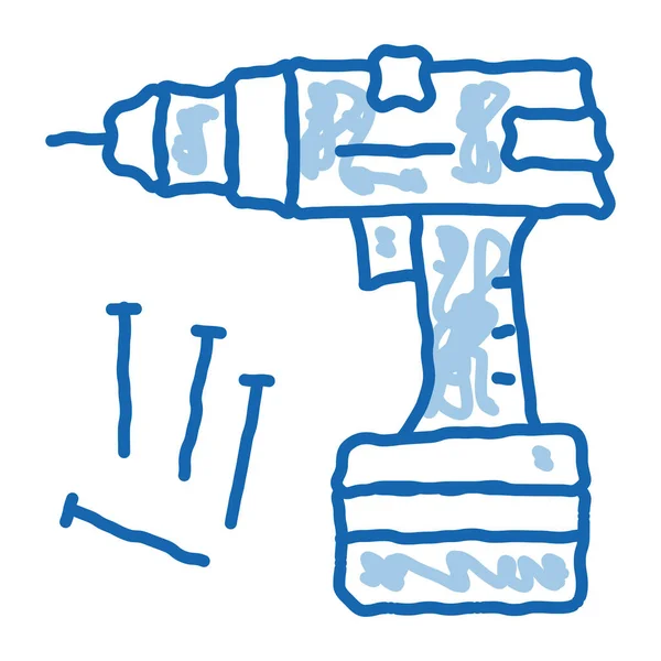 Chave de fenda equipamento doodle ícone mão desenhada ilustração —  Vetores de Stock