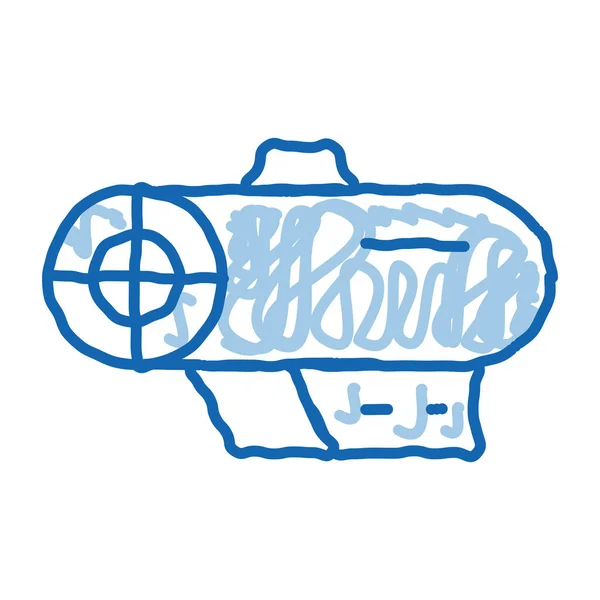 Ventilador equipo electrónico doodle icono ilustración dibujada a mano — Vector de stock
