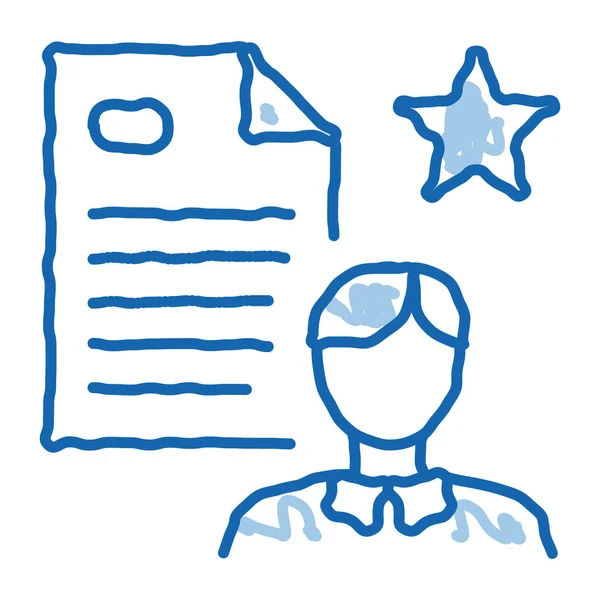 Empregado cv doodle ícone mão desenhada ilustração — Vetor de Stock