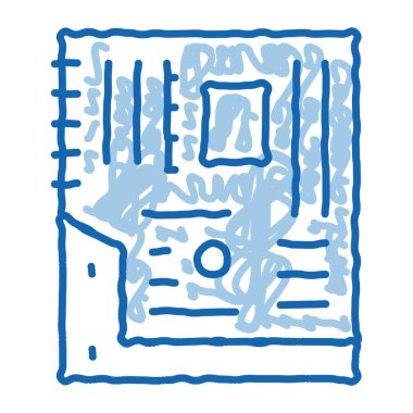 Ana tahta ana bilgisayar kısmı karalama simgesi el çizimi illüstrasyon