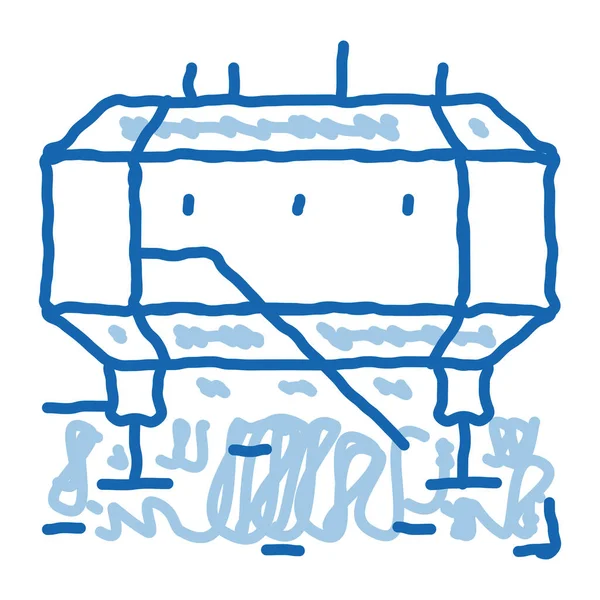 Polair station doodle pictogram hand getekend illustratie — Stockvector