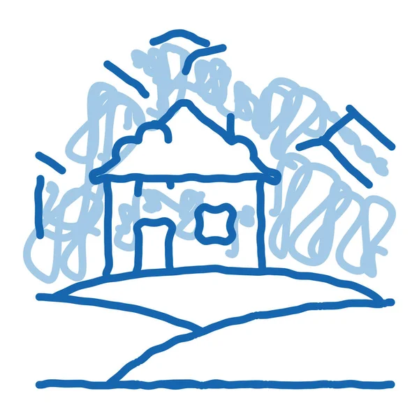 Casa ártica doodle ícone mão desenhada ilustração — Vetor de Stock